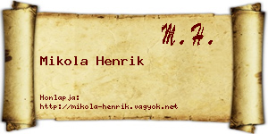 Mikola Henrik névjegykártya